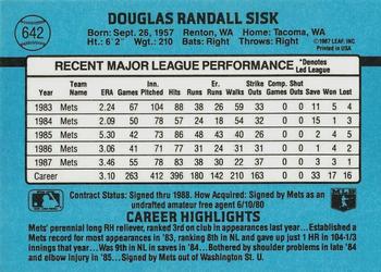 Doug Sisk  baseball card collectible - Main Image 2