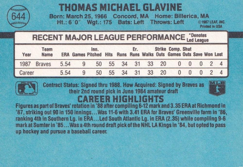 Tom Glavine  baseball card collectible - Main Image 2