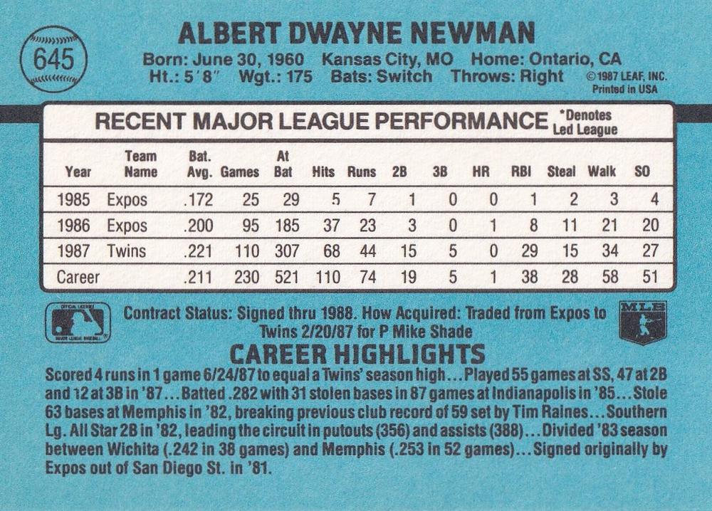 Al Newman  baseball card collectible - Main Image 2