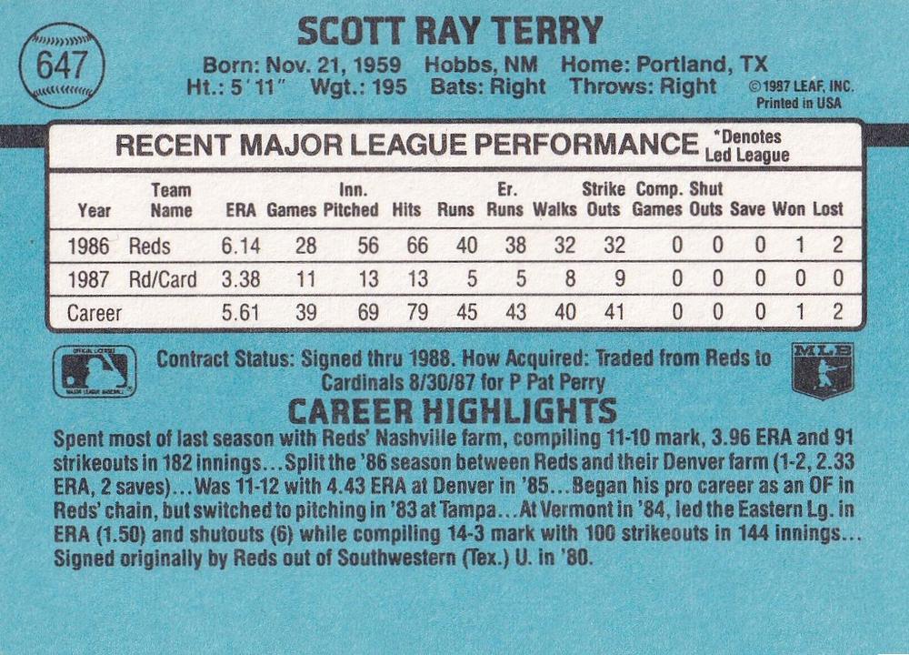 Scott Terry  baseball card collectible - Main Image 2