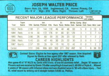 Joe Price  baseball card collectible - Main Image 2