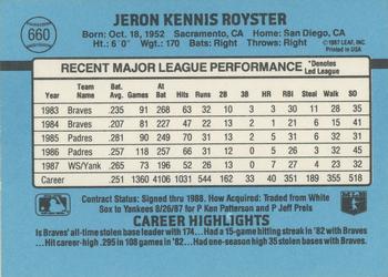 Jerry Royster  baseball card collectible - Main Image 2
