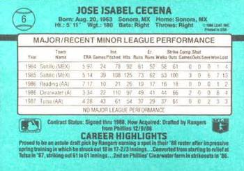 Jose Cecena  baseball card collectible - Main Image 2
