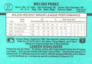Melido Perez  baseball card collectible - Main Image 2