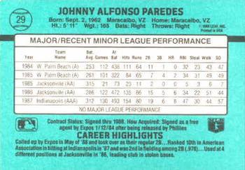 Johnny Paredes  baseball card collectible - Main Image 2