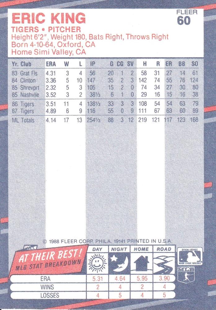 Eric King  baseball card collectible - Main Image 2