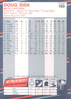 Doug Sisk  baseball card collectible - Main Image 2