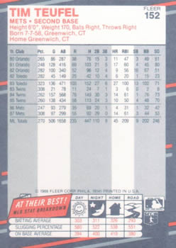 Tim Teufel  baseball card collectible - Main Image 2