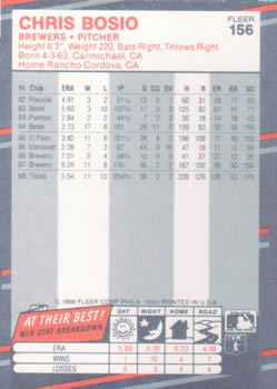 Chris Bosio  baseball card collectible - Main Image 2