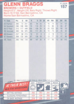 Glenn Braggs  baseball card collectible - Main Image 2