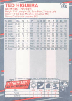 Ted Higuera  baseball card collectible - Main Image 2