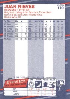 Juan Nieves  baseball card collectible - Main Image 2