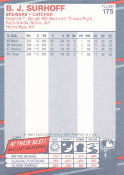 B.J. Surhoff  baseball card collectible - Main Image 2