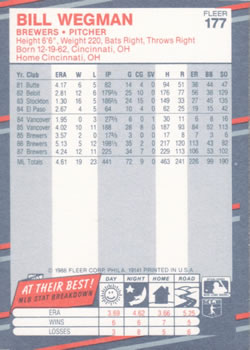 Bill Wegman  baseball card collectible - Main Image 2