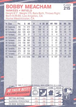 Bobby Meacham  baseball card collectible - Main Image 2