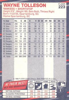 Wayne Tolleson  baseball card collectible - Main Image 2