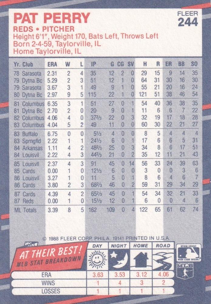 Pat Perry  baseball card collectible - Main Image 2