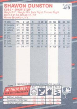 Shawon Dunston  baseball card collectible - Main Image 2