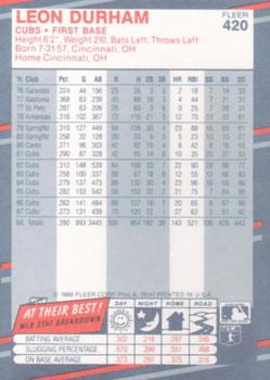 Leon Durham  baseball card collectible - Main Image 2