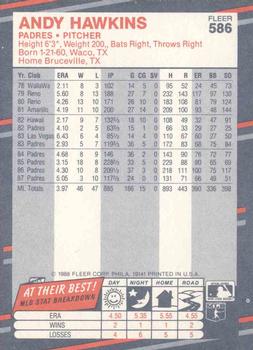 Andy Hawkins  baseball card collectible - Main Image 2