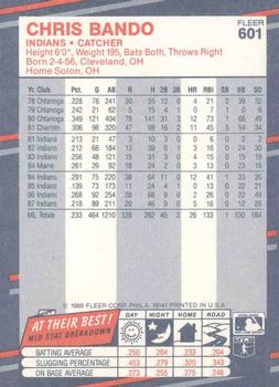 Chris Bando  baseball card collectible - Main Image 2