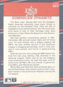 George Bell / Pedro Guerrero  baseball card collectible - Main Image 2