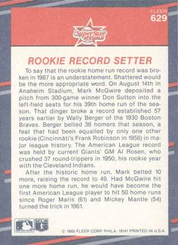 Rookie Record Setter (Mark McGwire)  baseball card collectible - Main Image 2