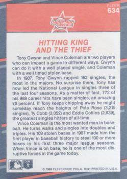 Tony Gwynn / Vince Coleman  baseball card collectible - Main Image 2