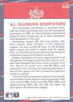 Tony Fernandez / Cal Ripken, Jr. / Alan Trammell  baseball card collectible - Main Image 2