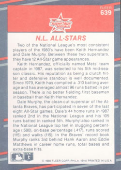 Keith Hernandez / Dale Murphy  baseball card collectible - Main Image 2