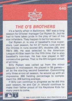 Bill Ripken / Cal Ripken, Jr.  baseball card collectible - Main Image 2