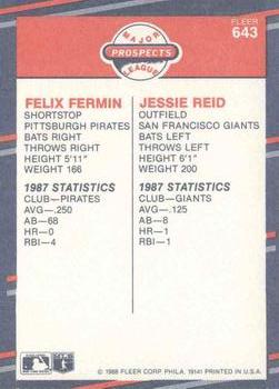 Felix Fermin / Jessie Reid  baseball card collectible - Main Image 2