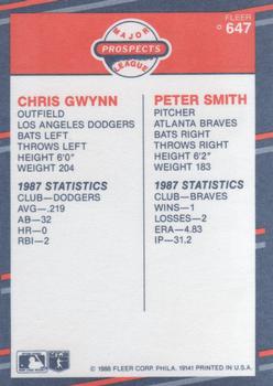 Chris Gwynn / Peter Smith  baseball card collectible - Main Image 2