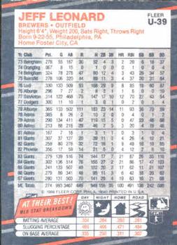 Jeff Leonard  baseball card collectible - Main Image 2