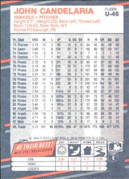 John Candelaria  baseball card collectible - Main Image 2