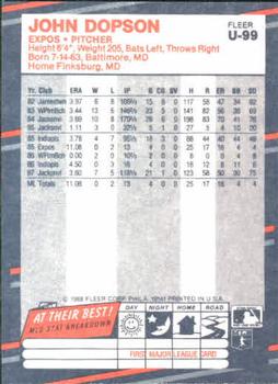 John Dopson  baseball card collectible - Main Image 2