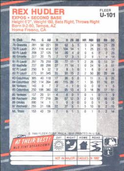 Rex Hudler  baseball card collectible - Main Image 2