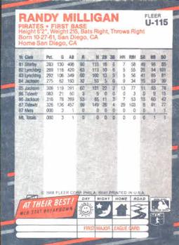Randy Milligan  baseball card collectible - Main Image 2
