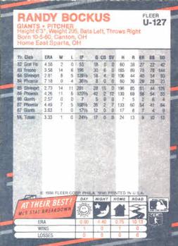 Randy Bockus  baseball card collectible - Main Image 2
