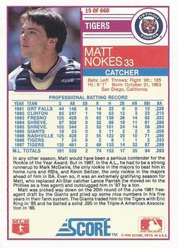 Matt Nokes  baseball card collectible - Main Image 2