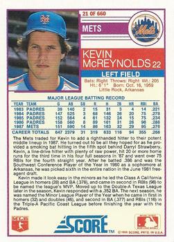 Kevin McReynolds  baseball card collectible - Main Image 2