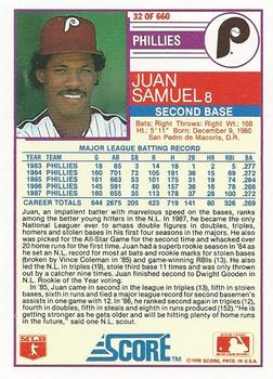 Juan Samuel  baseball card collectible - Main Image 2