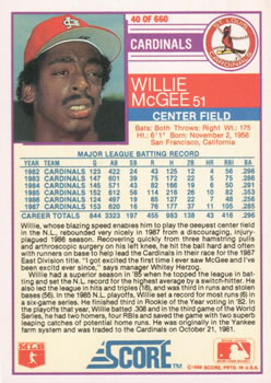 Willie McGee  baseball card collectible - Main Image 2