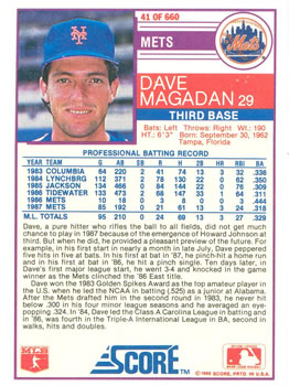 Dave Magadan  baseball card collectible - Main Image 2