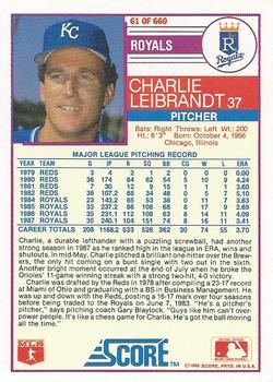 Charlie Leibrandt  baseball card collectible - Main Image 2