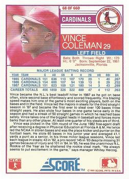 Vince Coleman  baseball card collectible - Main Image 2