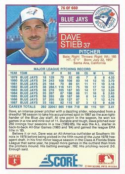Dave Stieb  baseball card collectible - Main Image 2