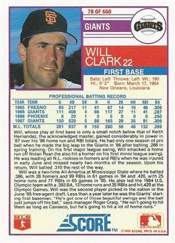 Will Clark  baseball card collectible - Main Image 2