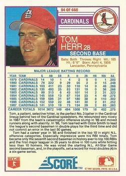Tom Herr  baseball card collectible - Main Image 2