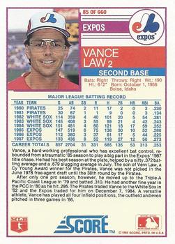 Vance Law  baseball card collectible - Main Image 2